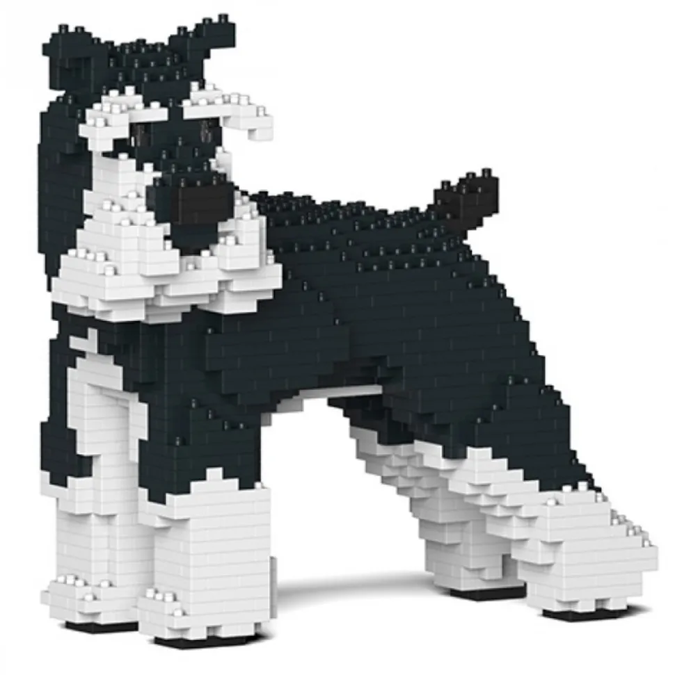 Jekca - Standard Schnauzer 02-M02 - Big - Lego - Sculpture - Construction - 4D - Brick Animals - Toys - Avvenice