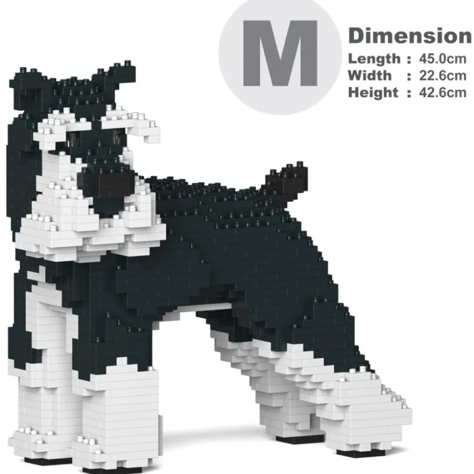 Jekca - Standard Schnauzer 02-M02 - Big - Lego - Sculpture - Construction - 4D - Brick Animals - Toys - Avvenice