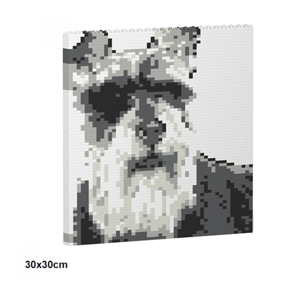 Jekca - Standard Schnauzer Brick Painting 01S - Lego - Sculpture - Construction - 4D - Brick Animals - Toys - Avvenice