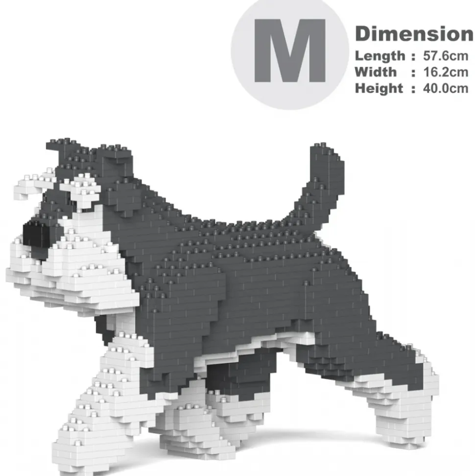 Jekca - Standard Schnauzer 03-M01 - Big - Lego - Sculpture - Construction - 4D - Brick Animals - Toys - Avvenice