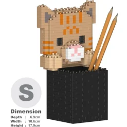 Jekca - Tabby Cat Pencil Cup 01S - Lego - Sculpture - Construction - 4D - Brick Animals - Toys - Avvenice