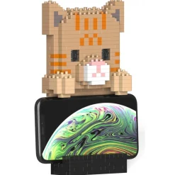 Jekca - Tabby Cat Phone Stand 01S - Lego - Sculpture - Construction - 4D - Brick Animals - Toys - Avvenice