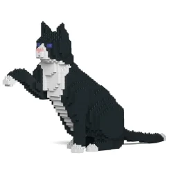 Jekca - Tuxedo - Cat - 03S - Lego - Sculpture - Construction - 4D - Brick Animals - Toys - Avvenice