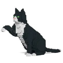 Jekca - Tuxedo - Cat - 03S - Lego - Sculpture - Construction - 4D - Brick Animals - Toys - Avvenice