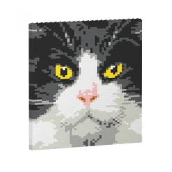 Jekca - Tuxedo Cat Brick Painting 01S - Lego - Sculpture - Construction - 4D - Brick Animals - Toys - Avvenice