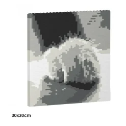 Jekca - Tuxedo Cat Brick Painting 02S - Lego - Sculpture - Construction - 4D - Brick Animals - Toys - Avvenice