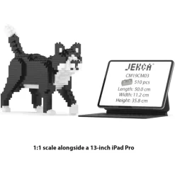Jekca - Tuxedo Cat Mini 01 - Big - Lego - Sculpture - Construction - 4D - Brick Animals - Toys - Avvenice