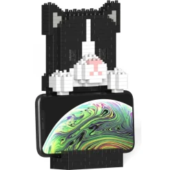 Jekca - Tuxedo Cat Phone Stand 01S - Lego - Sculpture - Construction - 4D - Brick Animals - Toys - Avvenice