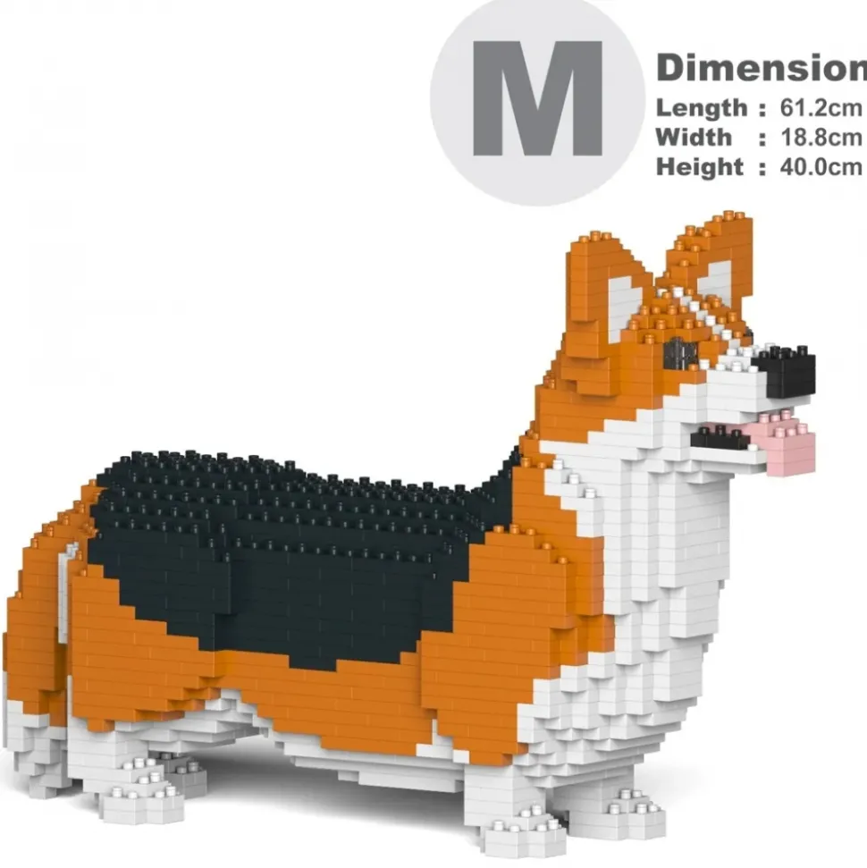 Jekca - Welsh Corgi 02-M02 - Big - Lego - Sculpture - Construction - 4D - Brick Animals - Toys - Avvenice
