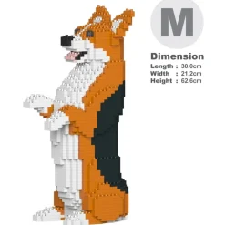Jekca - Welsh Corgi 05-M02 - Big - Lego - Sculpture - Construction - 4D - Brick Animals - Toys - Avvenice