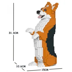 Jekca - Welsh Corgi 05S-M02 - Lego - Sculpture - Construction - 4D - Brick Animals - Toys - Avvenice