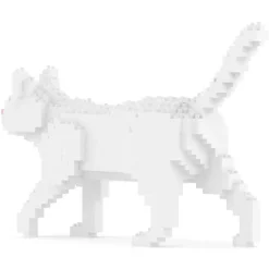 Jekca - White Cat Mini 01 - Big - Lego - Sculpture - Construction - 4D - Brick Animals - Toys - Avvenice