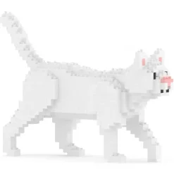Jekca - White Cat Mini 01 - Lego - Sculpture - Construction - 4D - Brick Animals - Toys - Avvenice