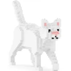 Jekca - White Cat Mini 01 - Lego - Sculpture - Construction - 4D - Brick Animals - Toys - Avvenice