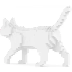 Jekca - White Cat Mini 01 - Lego - Sculpture - Construction - 4D - Brick Animals - Toys - Avvenice