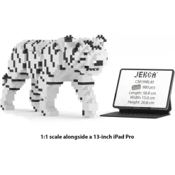 Jekca - White Tiger 01 - Big - Lego - Sculpture - Construction - 4D - Brick Animals - Toys - Avvenice