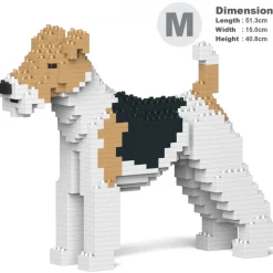 Jekca - Wire Haired Fox Terrier 01 - Big - Lego - Sculpture - Construction - 4D - Brick Animals - Toys - Avvenice