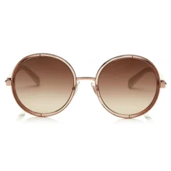 Jimmy Choo - Andie - White Acetate Round Framed Sunglasses with Gold Lurex Detailing - Jimmy Choo Eyewear - Avvenice