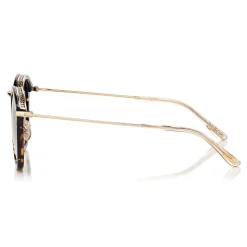 Jimmy Choo - Bobby - Dark Havana Round Frame Sunglasses with Gold Mirror Lenses - Jimmy Choo Eyewear - Avvenice