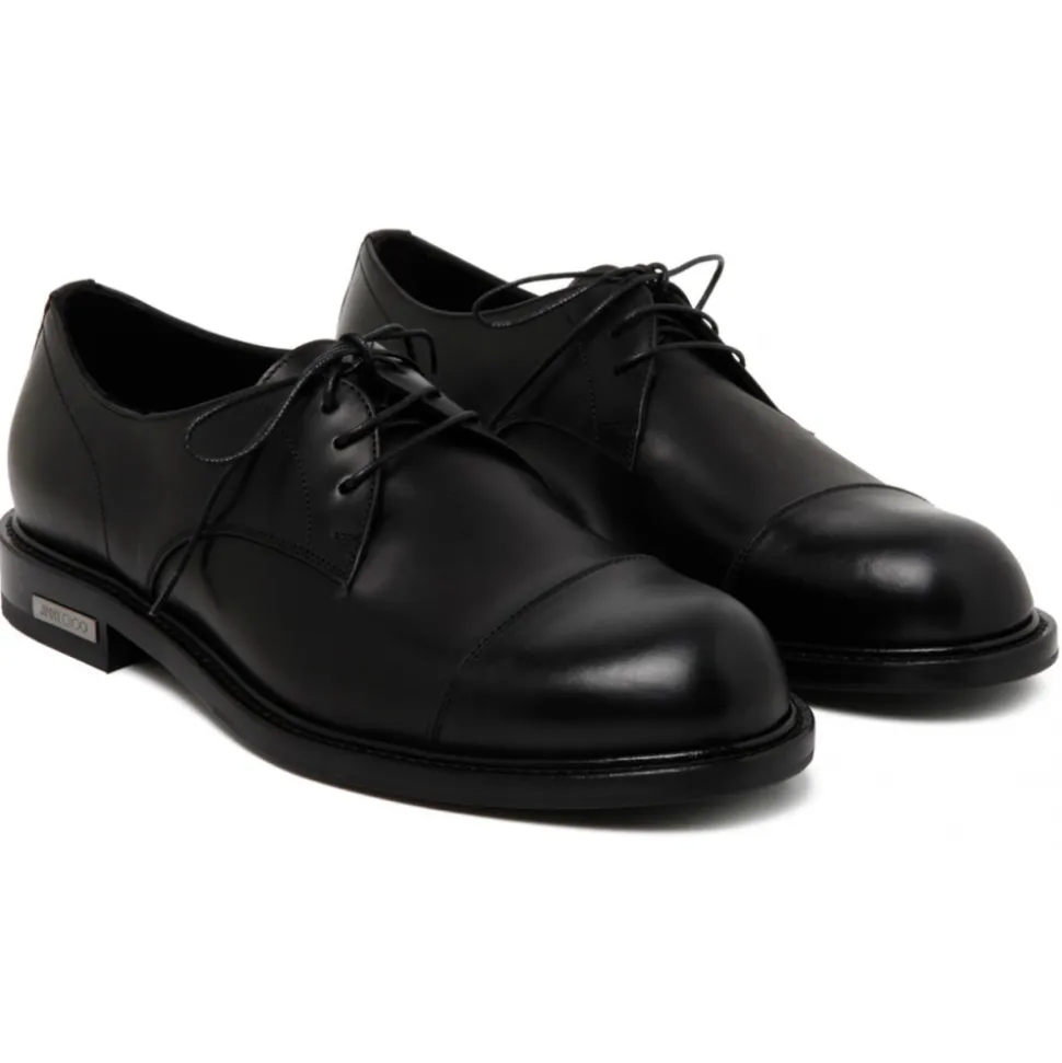 Jimmy Choo - Calf Leather Ray Derby Shoes - Black - Jimmy Choo Exclusive Luxury Collection - Avvenice