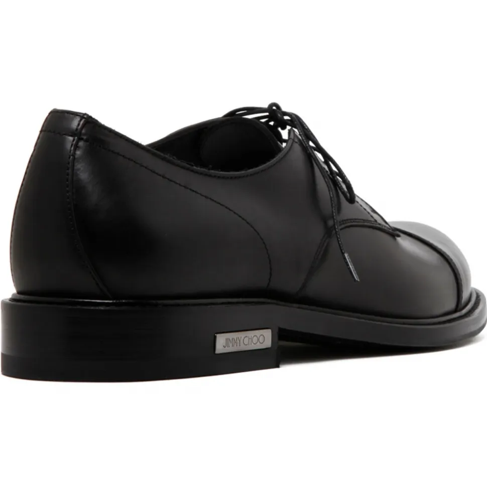 Jimmy Choo - Calf Leather Ray Derby Shoes - Black - Jimmy Choo Exclusive Luxury Collection - Avvenice