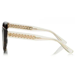 Jimmy Choo - Chana - Havana Acetate Cat-Eye Sunglasses with Rose Gold Chain Metal Detailing - Sunglasses - Jimmy Choo Eyewear - Avvenice