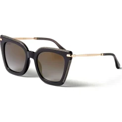 Jimmy Choo - Ciara - Grey and Rose Gold Cat Eye Sunglasses with Mirrored Lenses and Metal Frame - Jimmy Choo Eyewear - Avvenice