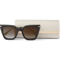 Jimmy Choo - Ciara - Grey and Rose Gold Cat Eye Sunglasses with Mirrored Lenses and Metal Frame - Jimmy Choo Eyewear - Avvenice