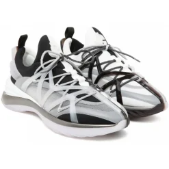 Jimmy Choo - Cosmos/M Calf Leather Low Top Sneakers - Black White Light Grey - Jimmy Choo Exclusive Luxury Collection - Avvenice