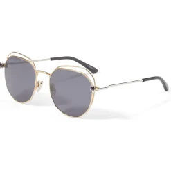 Jimmy Choo - Franny - Palladium and Rose-Gold Hexagon Sunglasses with Crystal Grey Silver Mirror Lenses - Avvenice