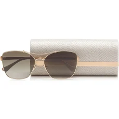 Jimmy Choo - Kimi - Brown Shaded Oversized Sunglasses in Red Gold Nude and White - Jimmy Choo Eyewear - Avvenice