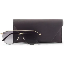 Jimmy Choo - Lex - Rose Gold and Black Aviator Sunglasses with Grey-Shaded Gold Mirror Lenses - Avvenice