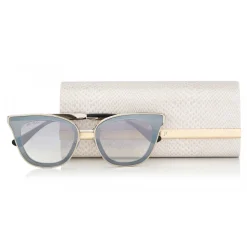 Jimmy Choo - Lory - Light Gold Cat-Eye Sunglasses with Mirror Lenses - Sunglasses - Jimmy Choo Eyewear - Avvenice