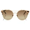 Jimmy Choo - Lue - Rose Gold Metal Cat-Eye Sunglasses with Leopard Cavallino Leather Detailing - Sunglasses - Jimmy Choo Eyewear - Avvenice