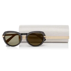 Jimmy Choo - Mori - Black Rounded Acetate Sunglasses with Stud Detailing - Sunglasses - Jimmy Choo Eyewear - Avvenice
