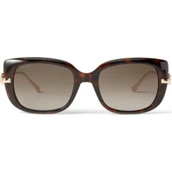 Jimmy Choo - Orla - Dark Havana Square Sunglasses with Rose Gold Temples and JC emblem - Jimmy Choo Eyewear - Avvenice