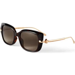 Jimmy Choo - Orla - Dark Havana Square Sunglasses with Rose Gold Temples and JC emblem - Jimmy Choo Eyewear - Avvenice