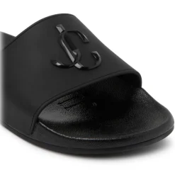 Jimmy Choo - Port Monogram Logo Slides - Black - Jimmy Choo Exclusive Luxury Collection - Avvenice