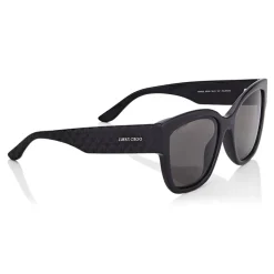 Jimmy Choo - Roxie - Black Oversized Sunglasses with Star Detailing - Sunglasses - Jimmy Choo Eyewear - Avvenice