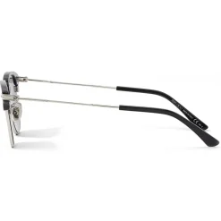 Jimmy Choo - Sam - Palladium Oval Sunglasses with Black Tips and Grey Lenses - Jimmy Choo Eyewear - Avvenice