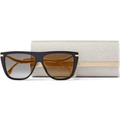 Jimmy Choo - Suvi - Black D-Frame Sunglasses with Grey-Shaded Mirror Lenses - Jimmy Choo Eyewear - Avvenice