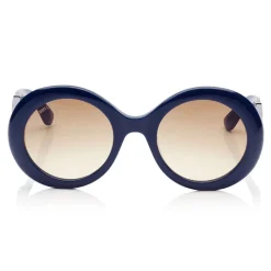 Jimmy Choo - Wendy - Blue Round Framed Sunglasses with Lurex Detailing - Sunglasses - Jimmy Choo Eyewear - Avvenice