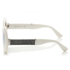 Jimmy Choo - Wendy - White Round Framed Sunglasses with Lurex Detailing - Sunglasses - Jimmy Choo Eyewear - Avvenice