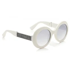 Jimmy Choo - Wendy - White Round Framed Sunglasses with Lurex Detailing - Sunglasses - Jimmy Choo Eyewear - Avvenice