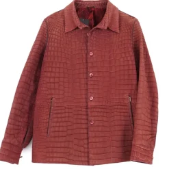 Jovanny Capri - Magnificent Suede Shirt with Crocodile Motif - Leather Shirt - Luxury High Quality - Avvenice