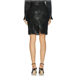 Jovanny Capri - Magnificent Skirt with Crocodile Motif - Leather Skirt - Luxury High Quality - Avvenice