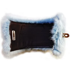Kristina MC - Mink Fur Bracelet with Central Clasp - Light Blue - High Quality Leather Craft - Avvenice