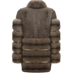 La Prima Luxury - Alisa - Swakara Perisano Fur - Dove - Python - 18 kt Gold - Fur Coat - Luxury Exclusive Collection - Avvenice