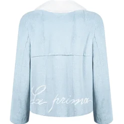 La Prima Luxury - La Prima - Light Blue - Vison Fur 8mm Shaved With White Mink - Fur Coat - Luxury Exclusive Collection - Avvenice