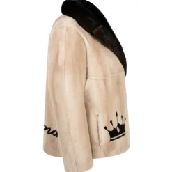 La Prima Luxury - La Prima - Beige - Vison Fur 8mm Shaved With White Mink - Fur Coat - Luxury Exclusive Collection - Avvenice